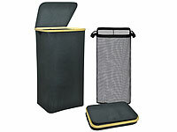 infactory W&auml;schekorb mit Deckel, ... Netztasche, 100 Liter