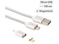 Callstel USB-Lade- & Datenkabel ...-USB-Stecker, 1 m, silber