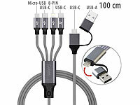 Callstel 8in1-Lade- ... USB-C/Micro-USB/Lightning, 100cm,3A