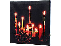 infactory LED-Leinwandbild "Advent" mit Kerzenflackern