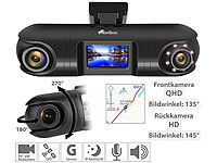 NavGear QHD-Dual-Dashcam mit ... IR-Nachtsicht und GPS