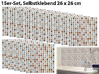 infactory Selbstklebende 3D-Mosaik-... 26x26 cm, 15er-Set