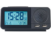 auvisio Funk-Radiowecker mit 2 ... Thermometer, 2x USB, 2 A