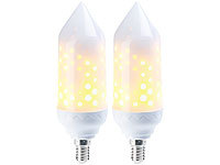 Luminea LED Flammen Lampe mit realistischem Flackern, E14, 5 Luminea LED Feuersimulation: 2er Set LED Flammen Lampen mit