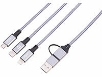 Callstel 6in1-Schnellladekabel USB-A/C ...-PIN, 120 cm, 60 W