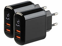 revolt 2er-Set 2-Port-USB-...-A, QC & Display, 18W, schwarz