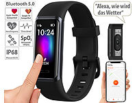newgen medicals Fitness-Armband ... SpO2, App, Alexa, IP68