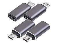 PEARL 4er-Set Adapter ... USB-C-Buchse, Aluminiumgeh&auml;use