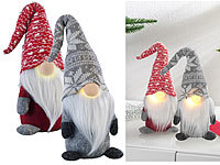 infactory 2er-Set Deko-Wichtel mit ... 34 cm, grau & rot