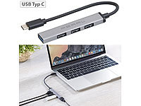 PEARL USB-C-Hub mit 4 ... USB 2.0, bis 5 Gbit/s, Aluminium