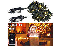 Lunartec 2er-Set WLAN-Lichterketten, ... 8 Modi, App, je 16m