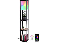 Lunartec Stehlampe aus Holz ... Smarte WLAN-LED (RGB&CCT)