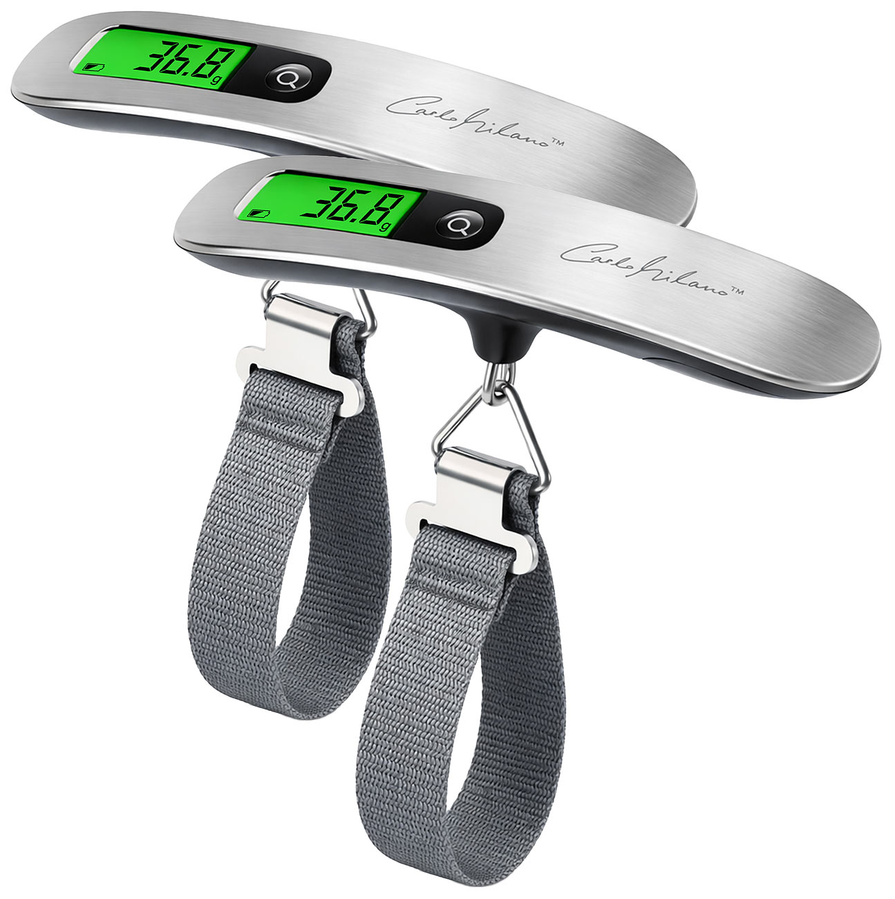 Carlo Milano koffer-weegschalen koffer-weegschalen: Set van 2 digitale bagagewegers, LCD-display, tara-functie, tot 50 kg (koffer-weegschalen)