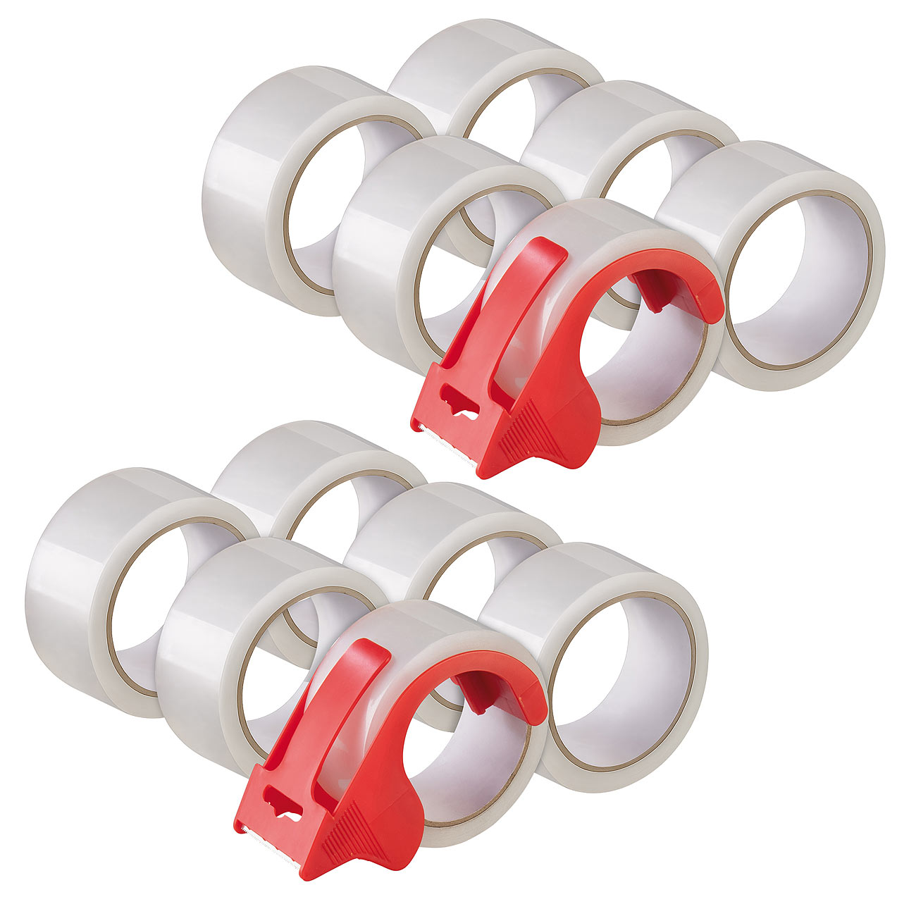 AGT kit di nastri adesivi: Set da 2 dispenser manuali compatti, 12 nastri trasparenti (distributore di nastro adesivo, distributore di nastro per)