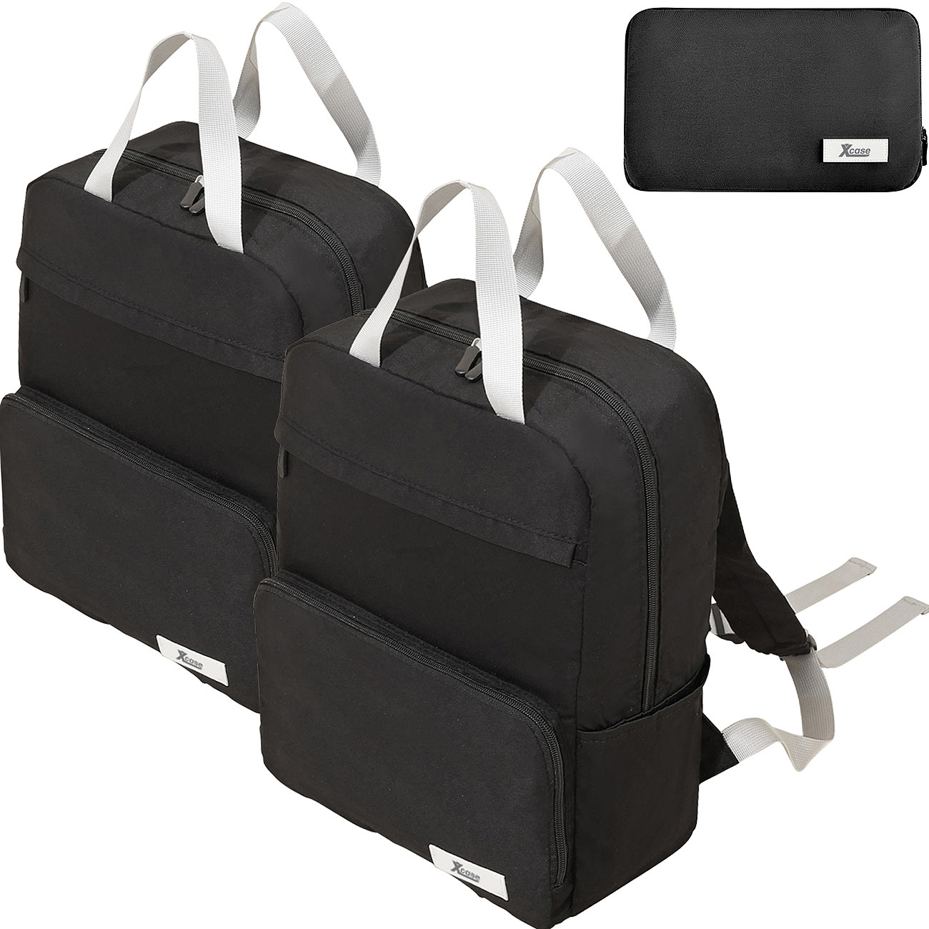 Xcase nylon rugzak: 2-pack opvouwbare rugzakken, ultralicht, 20 liter, zwart, 247g (nylon rugzak, lichte opvouwbare rugzak, noodrugzak)