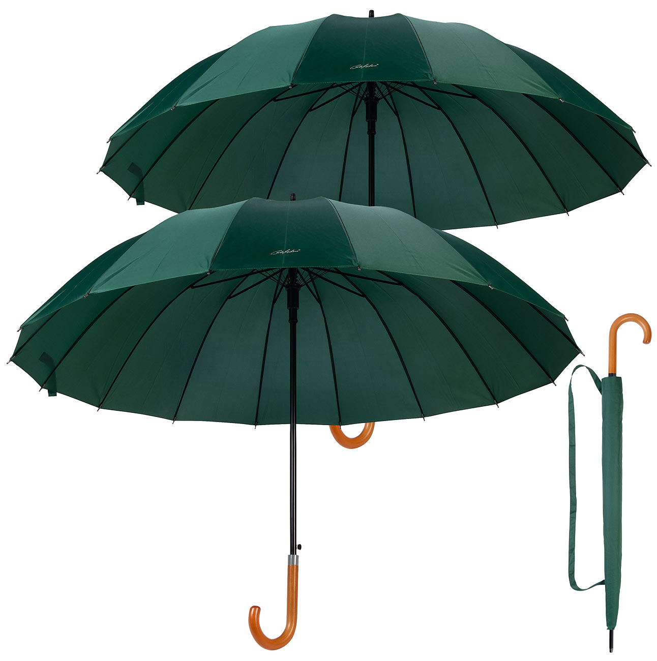 Carlo Milano parapluie double: Set de 2 parapluies XXL pour 2 personnes, résistant aux tempêtes, 16 nervures (parapluie double, parapluie déperlant)