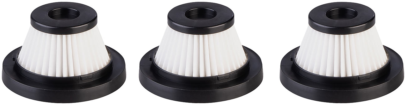 Sichler camping handstofzuiger: 3er-Set HEPA-filters voor batterijstofzuiger BHS-730.ak / BHS-740.ak (camping handstofzuiger, 4in1 accu)