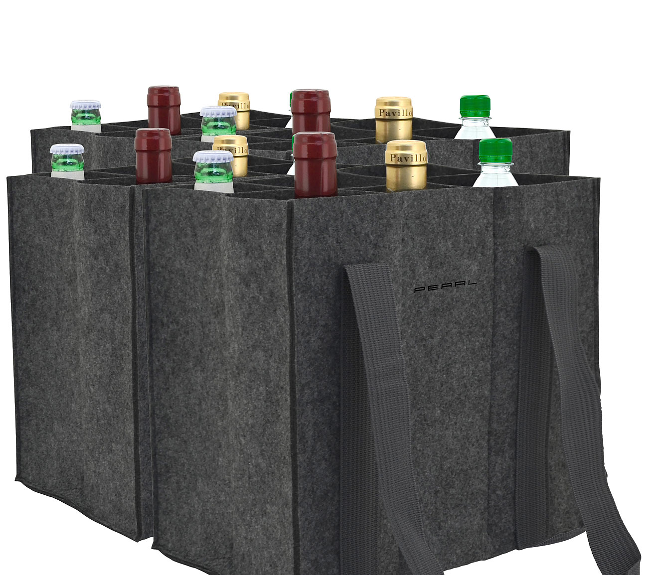 PEARL sac de transport pour bouteilles de vin sac de transport pour bouteilles de vin: 4 pièces ensemble de sacs en feutre pour bouteilles, 6