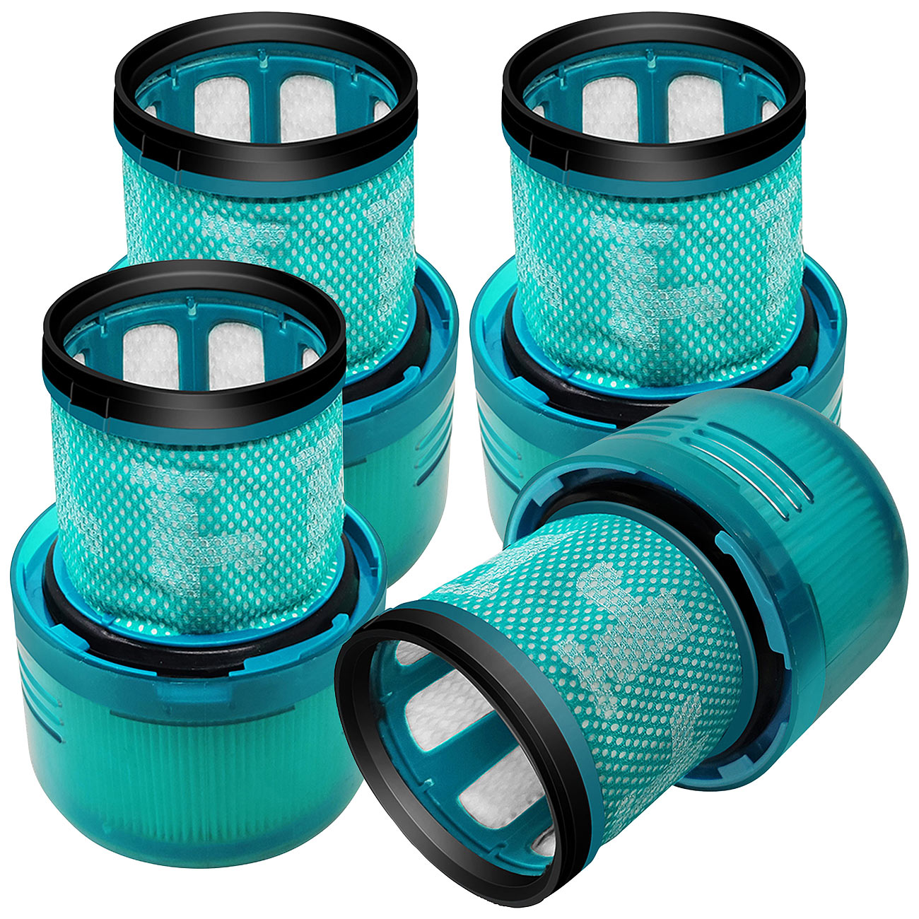 Sichler set de filtros de repuesto: Juego de 4 filtros HEPA para modelos Dyson V15, lavables, cepillo de limpieza (set de filtros de repuesto, pieza)