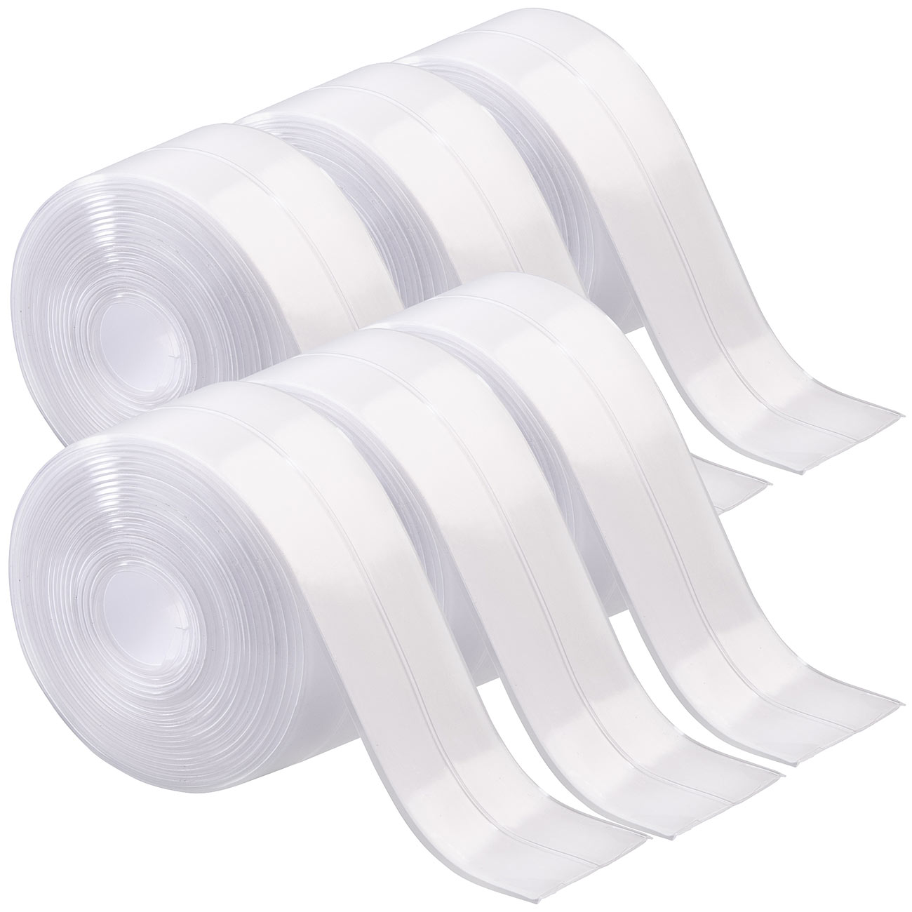 AGT sellos de baño: Set de 6 cintas de sellado impermeables, 28 mm x 4 m, transparente (sellos de baño, bandas de sellado, cinta de juntas)