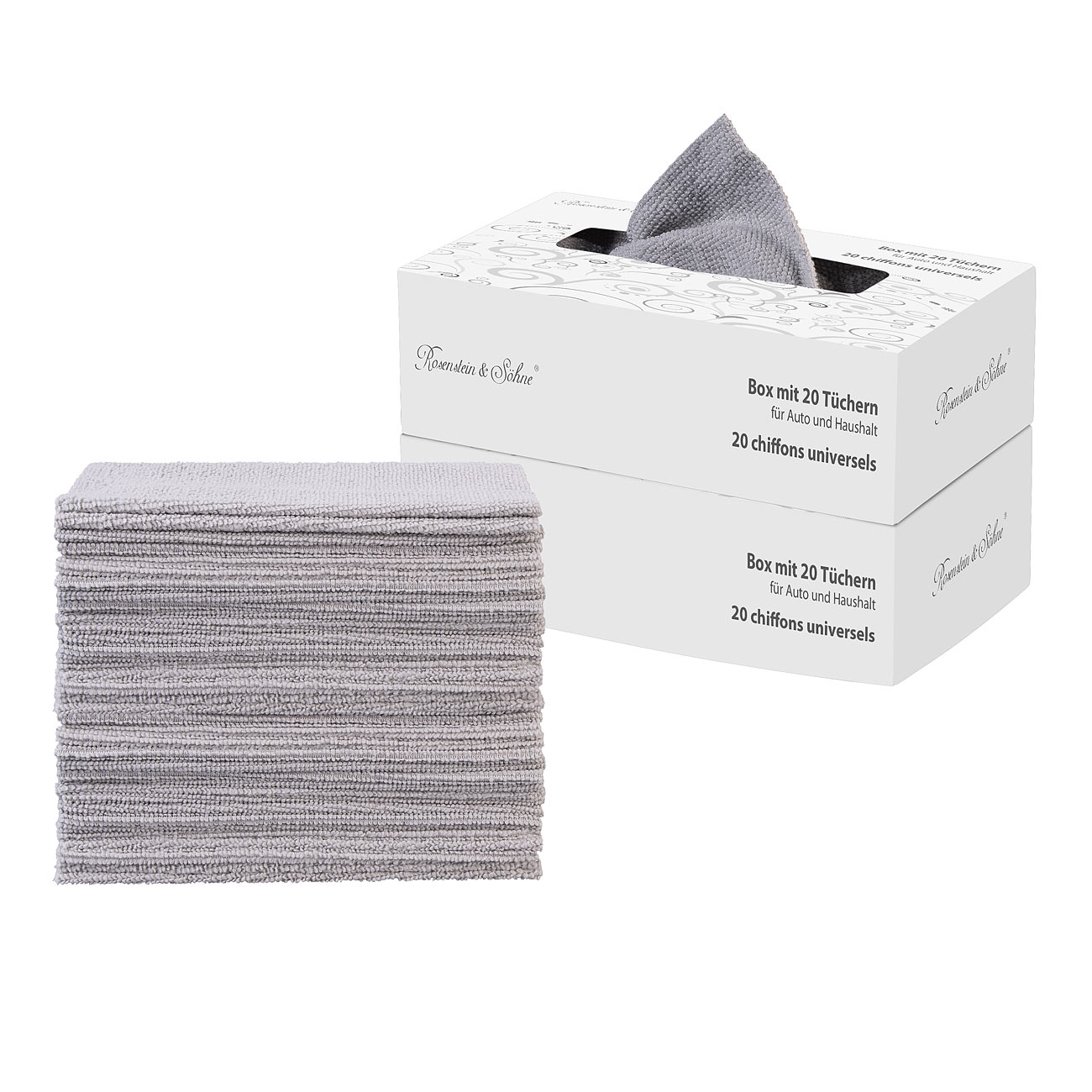 Rosenstein & Söhne șervețele din microfibră: Set de 2 cutii cu câte 20 de cârpe pentru mașină și gospodărie, 25 x 25 cm (59.99, Set de 2 cutii cu)