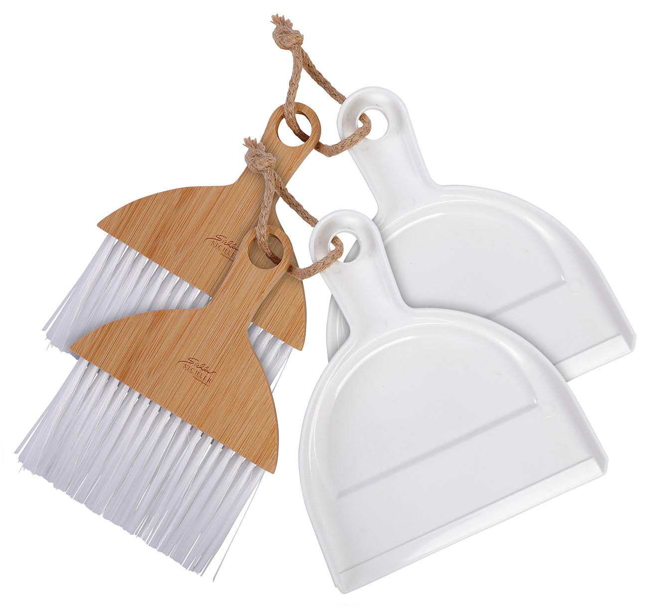 Sichler Besen-Kehrschaufel-Sets: 2er-Set Handfeger und Kehrschaufel aus Bambus und Kunststoff (Mini Besen- & Kehrschaufel-Set, Mini-Besen &)