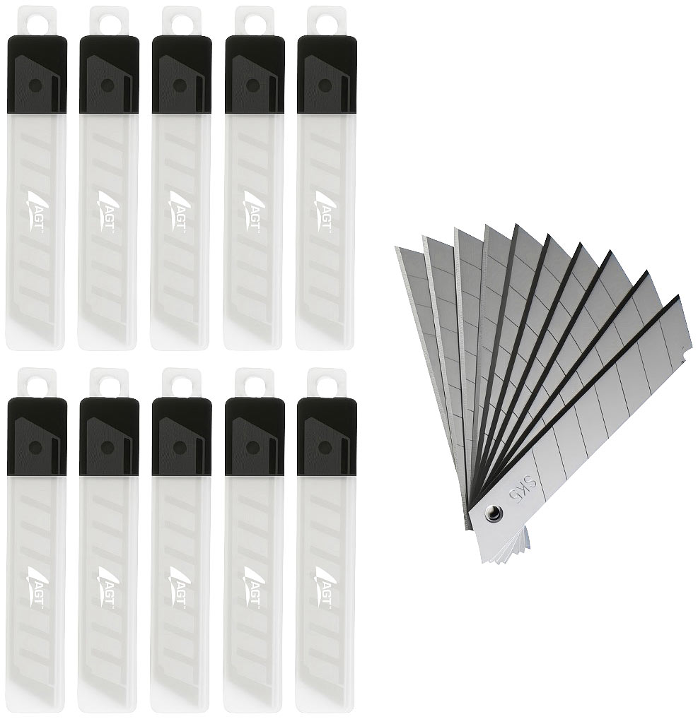AGT Cutter-Messer-Sets: 100er-Set Ersatzklingen für Cuttermesser, aus SK5-Stahl, 18 mm (Cuttermesser Metall, scharfe Cuttermesser)