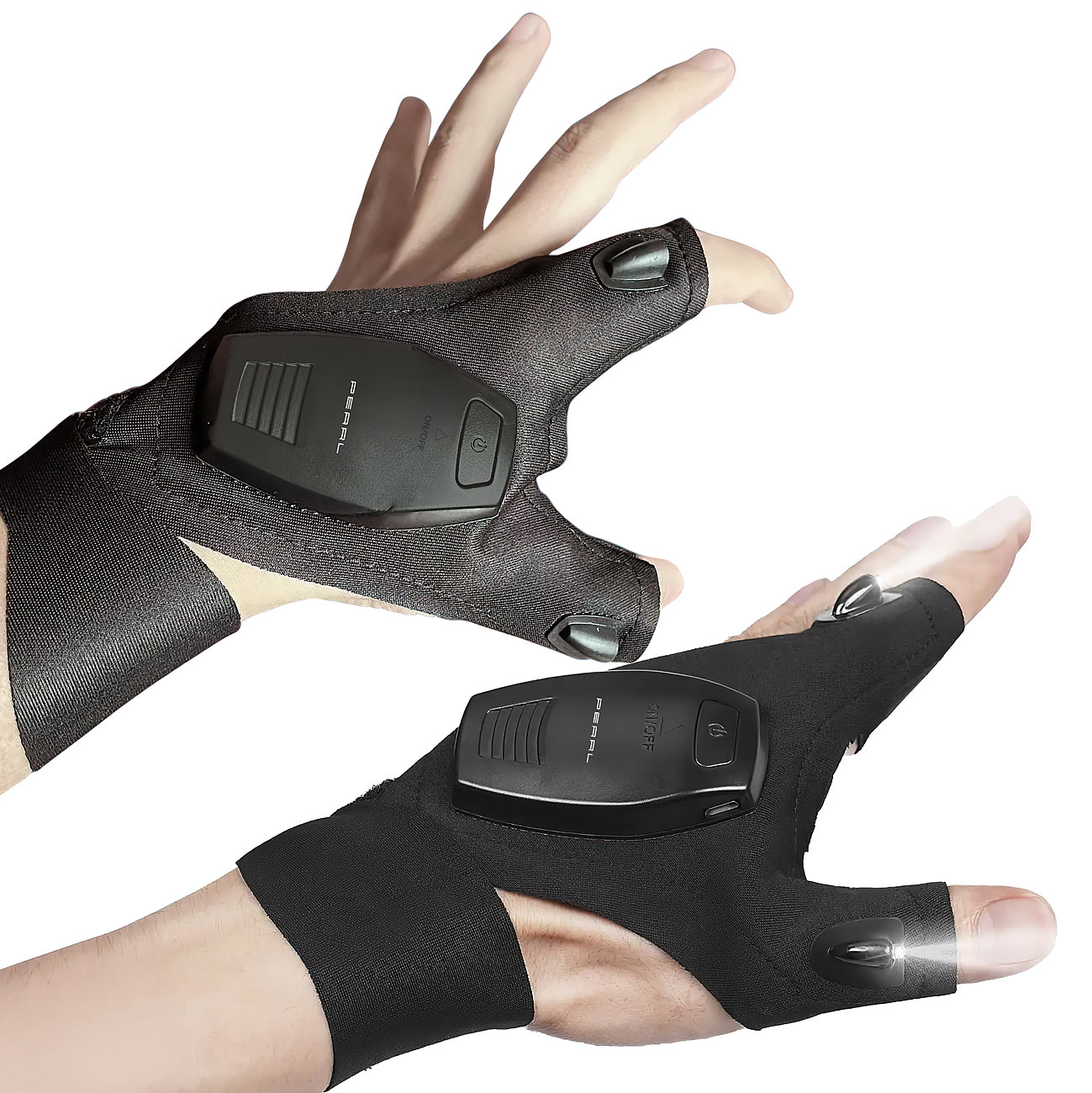 PEARL led handschoenen usb: 1 paar handschoenen met accu-LED-licht, oplaadbaar, eenheidsmaat (led handschoenen usb, handschoenen met LED-verlichting)