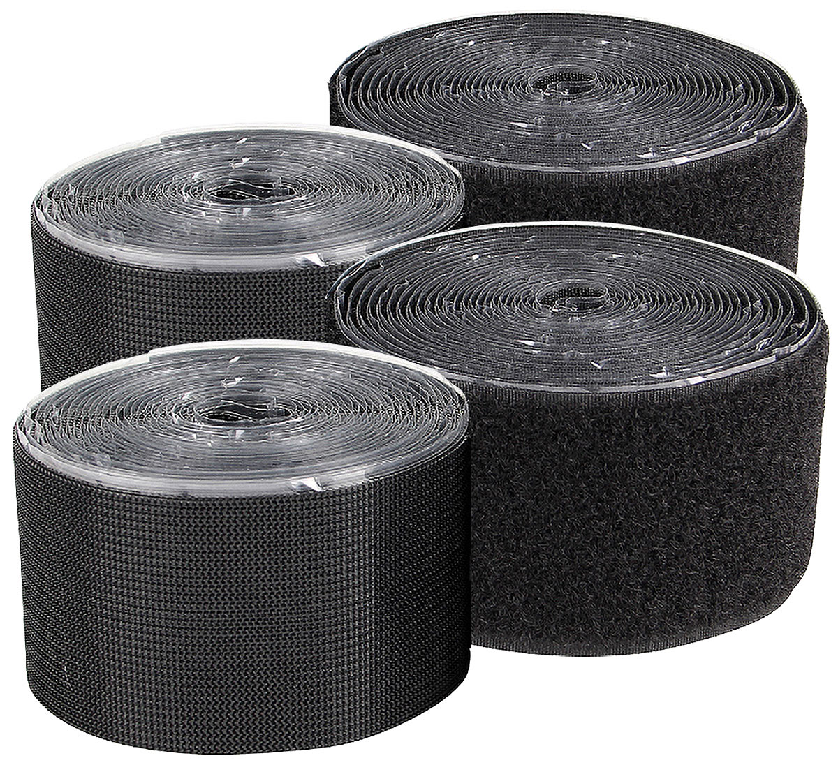 PEARL nastro di montaggio in velcro: Set di 2 cinturini in velcro con anelli/uncini in nylon, autoadesivi, 8 m (gancio in nylon, loop di iniezione)