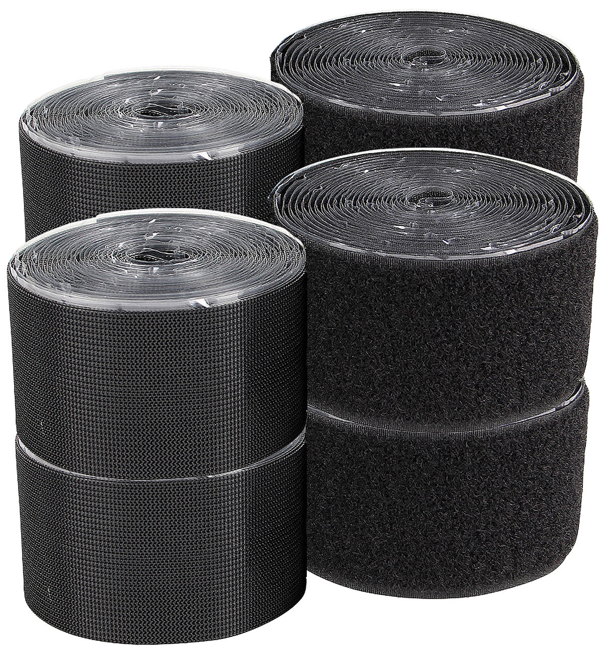 PEARL Klett Kabelbinder Rolle: 4er-Set Klettbänder mit Nylon-Schlaufen/-Haken, selbstklebend, 16 m (Hakenschleifenband, Hakenbänder Selbstklebende)