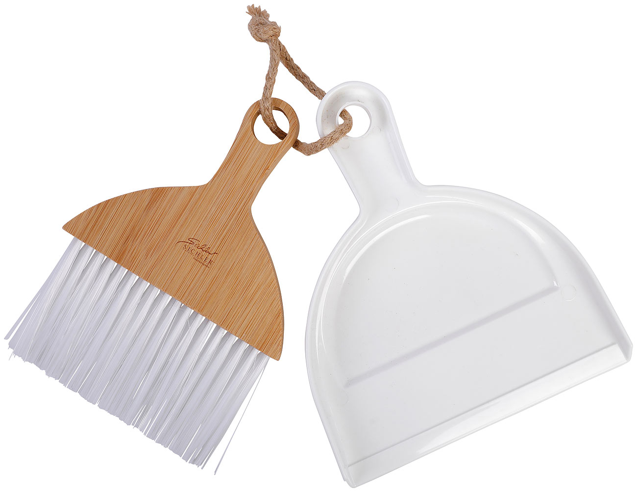 Sichler Handbesen: Handfeger und Kehrschaufel aus Bambus und Kunstoff, zum Aufhängen (Besen-Kehrschaufel-Set, Kehrschaufel & Mini-Handbesen)