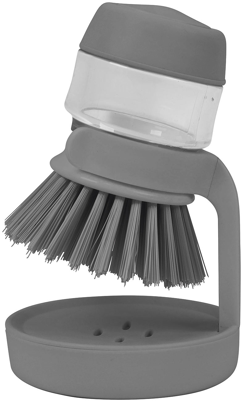 Sichler spazzola per pulizia padelle: Spazzola per lavaggio con dispenser di detersivo e supporto per gocciolamento (set di spazzole per lavare)