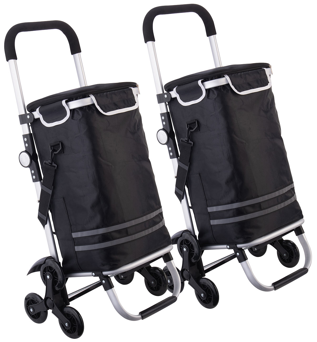 Xcase bolsa de compras: Juego de 2 carritos de compras plegables con función escalera y compartimento refrigerante, 46 l. (bolsa de compras, carrito)