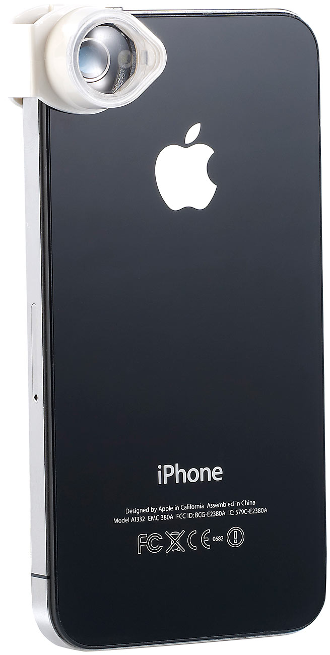 Somikon iPhone-Linse-Adapter: Mikroskop-Adapter für iPhone mit 4-fach Vergrößerung (Vorsatz-Kamera-Linse für iPhone 4, iPhone 4 Kameralinse)