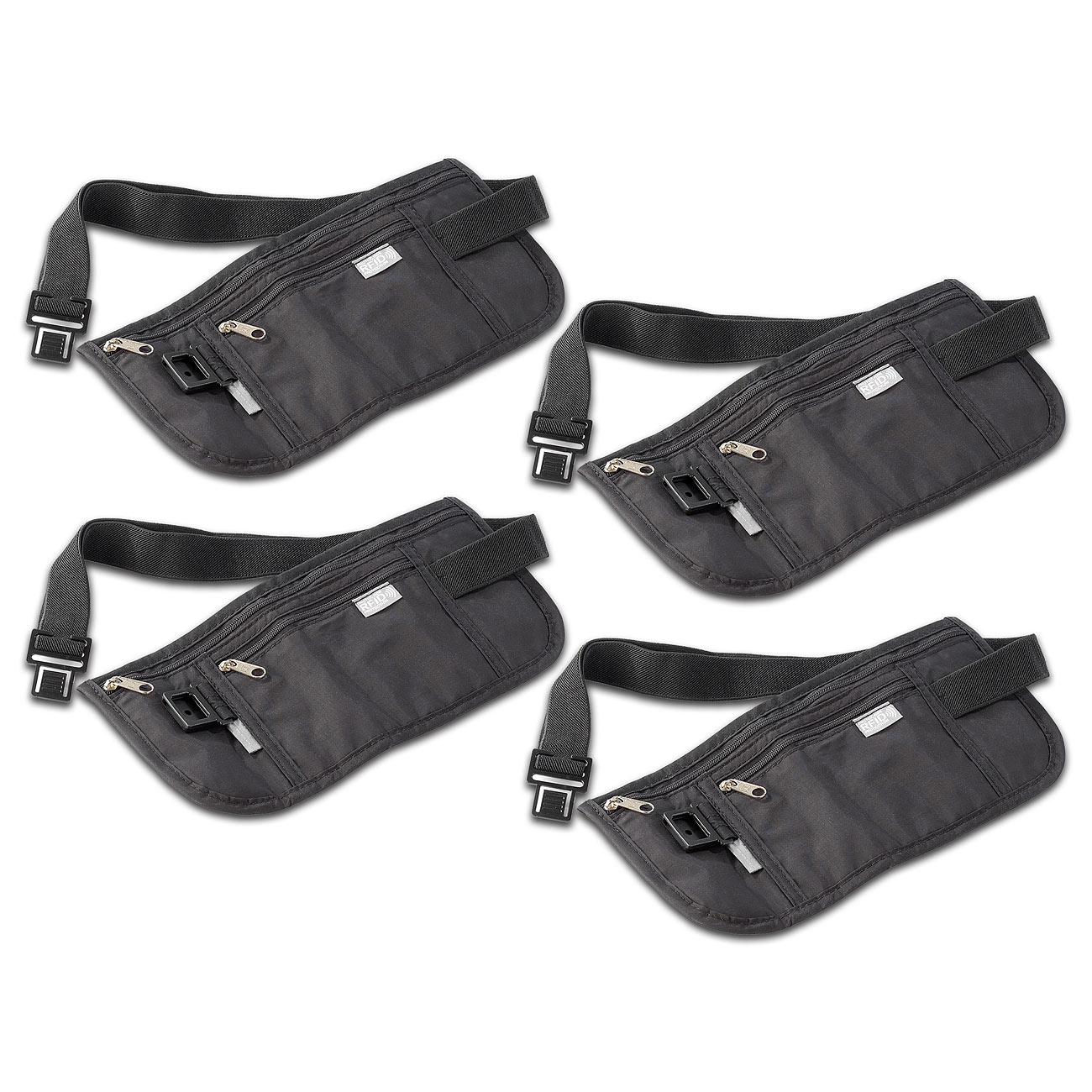 Semptec Bauchtasche RFID-Schutz: 4er-Set Enganliegende Urlaubs- & Reise-Bauchtasche mit RFID-Blocker (RFID-Gürteltasche, Bauchtasche Diebstahlschutz)