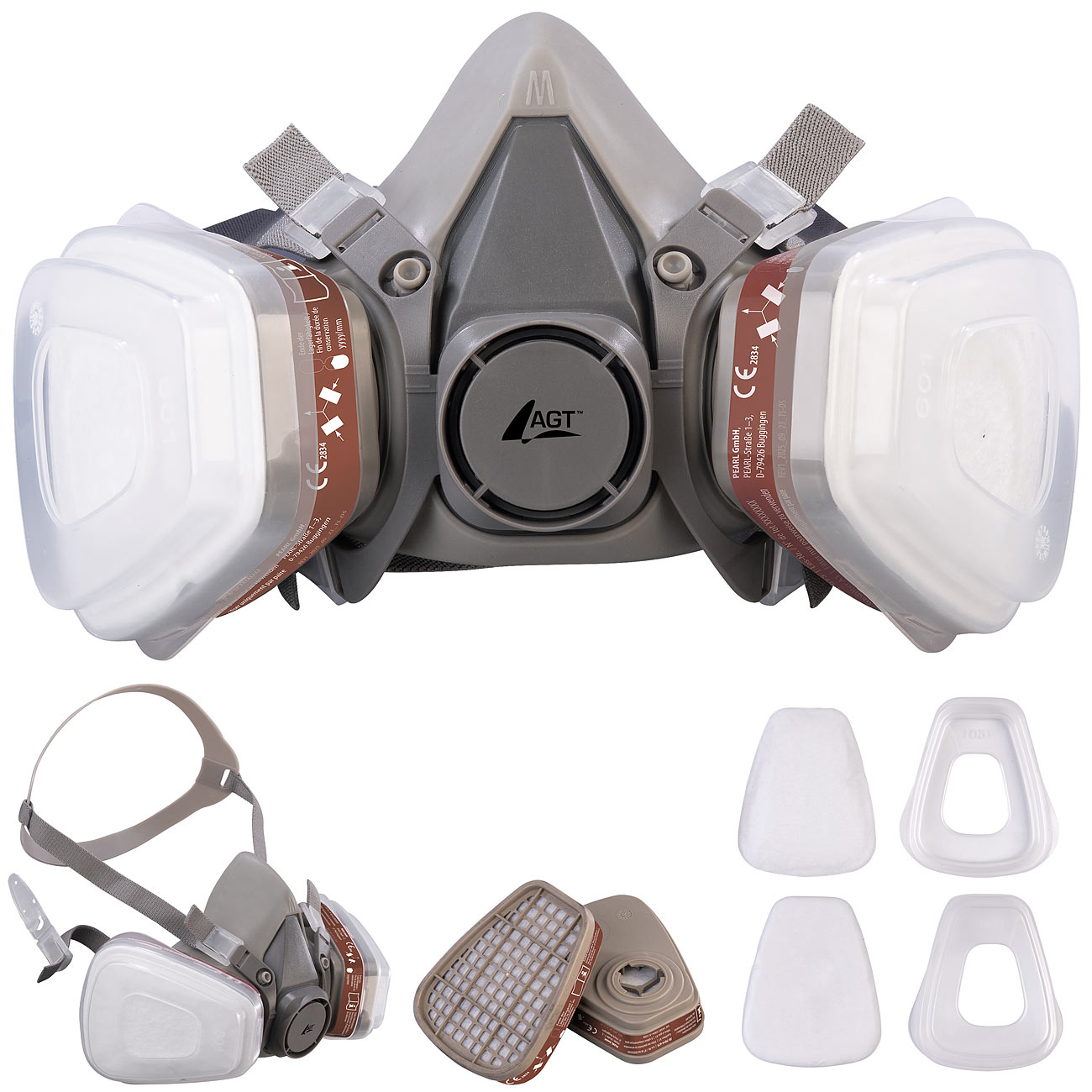 AGT masque de respiration masque respiratoire: Masque respiratoire réutilisable avec 2 filtres à gaz et 2 filtres à particules (appareil de)