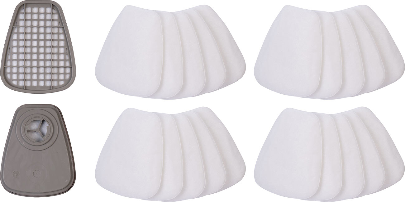 AGT Vollgesichts-Atemschutz: 22er-Ersatzfilter-Set für Atemschutzmasken AS-100, -105 und -110 (Atemschutzmaske mit Partikelfilter, Atemschutzmasken)