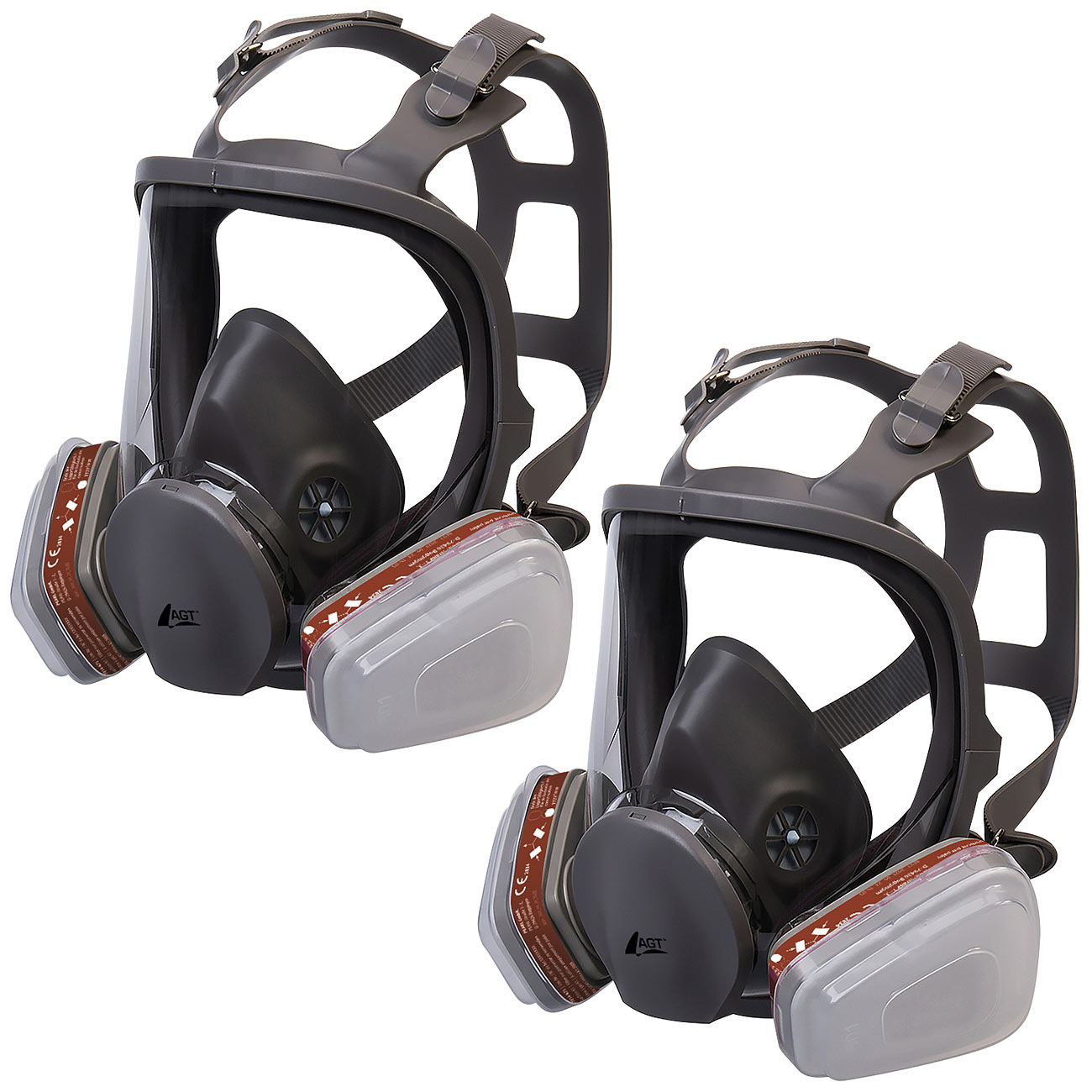 AGT masque respiratoire: Set de 2 masques respiratoires complets, chacun avec 2 filtres à gaz et 10 filtres à particules (masque de protection)