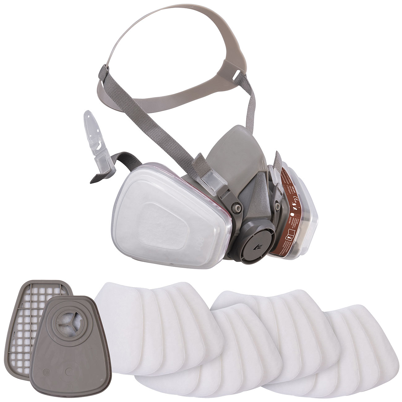 AGT demi-masque de protection respiratoire: Masque respiratoire réutilisable avec 4 filtres à gaz et 22 filtres à particules (protection respiratoire)