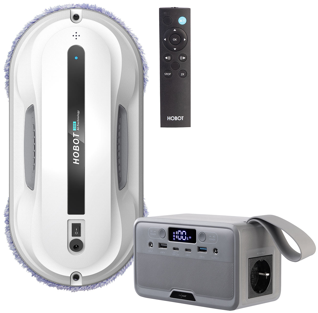 Sichler Robot per la pulizia delle finestre HOBOT-300 con pulitore duale e power station da 89,6 Wh