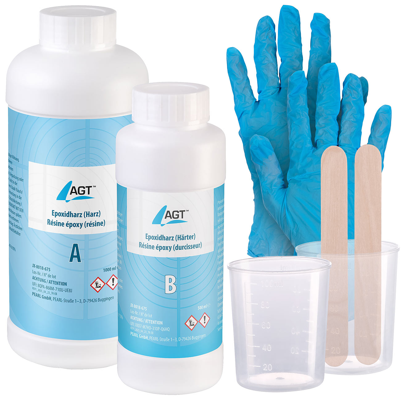 AGT resina: Resina epoxydica trasparente, 1.500 ml, include accessori (epossidica, colla epossidica, resina colabile a base di epossidica)