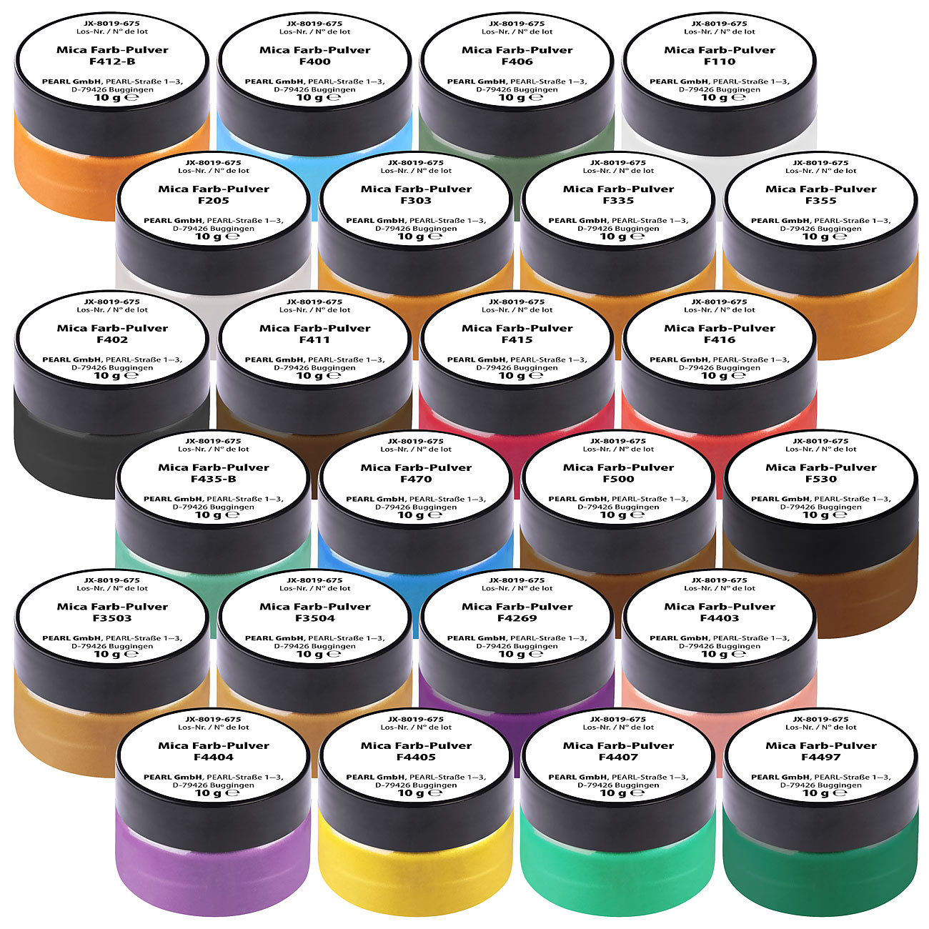 AGT Epoxi Farbpigmente: 24er-Set Mica-Farbpulver, je 10 g/Farbe für Epoxidharz (Epoxidharz-Glimmerpulver, Perlglanz-Epoxidharz-Pigment)