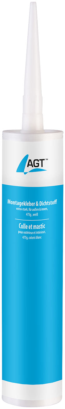 AGT piepschuimlijm: Montagekit & afdichtmiddel, extra sterk, voor binnen & buiten, 475g, wit (piepschuimlijm, steenlijm, montagelijm bouwlijm)