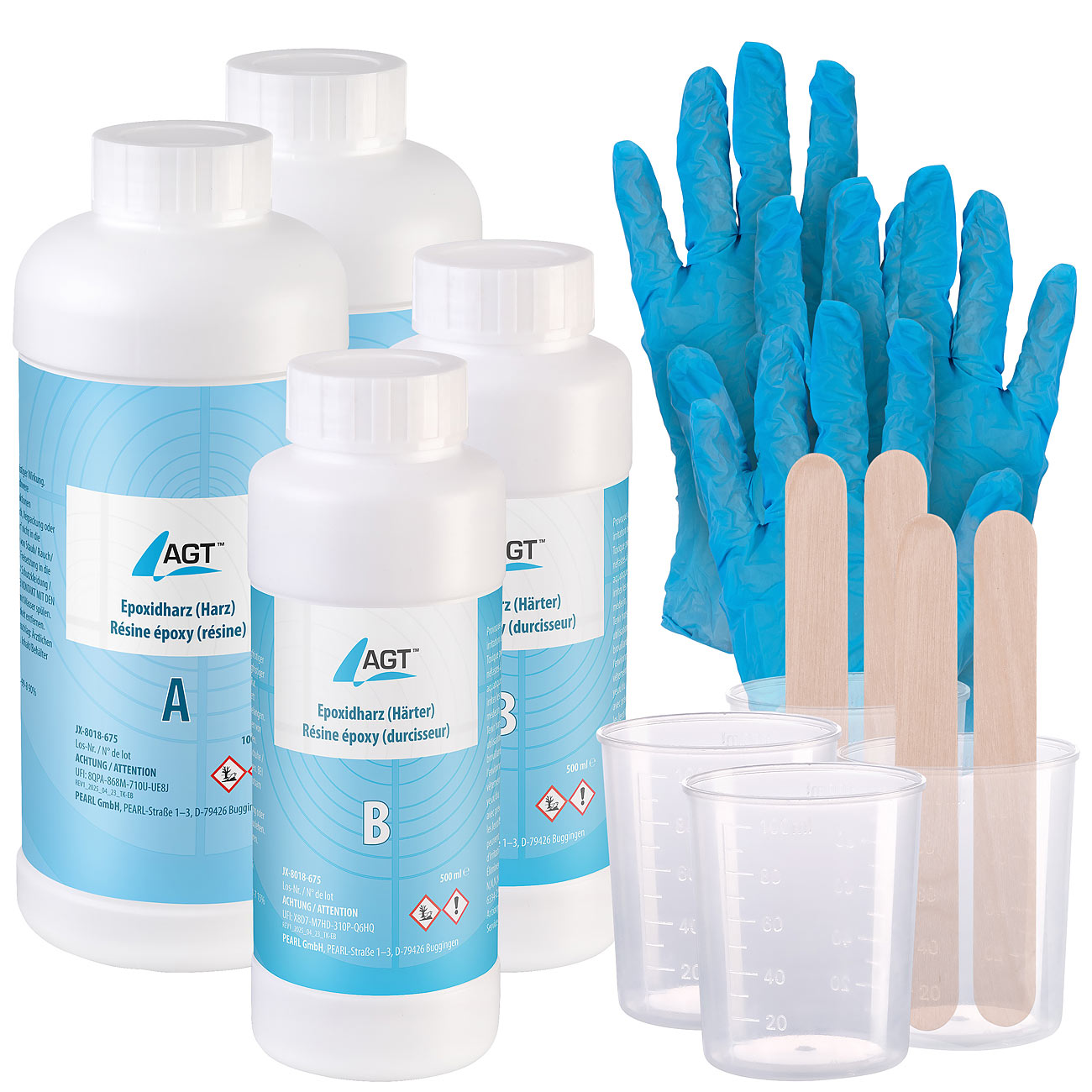 AGT colla epossidica bicomponente: Resina epossidica trasparente, 3.000 ml, inclusi accessori (kit di resina epossidica, colla epossidica, resina per)