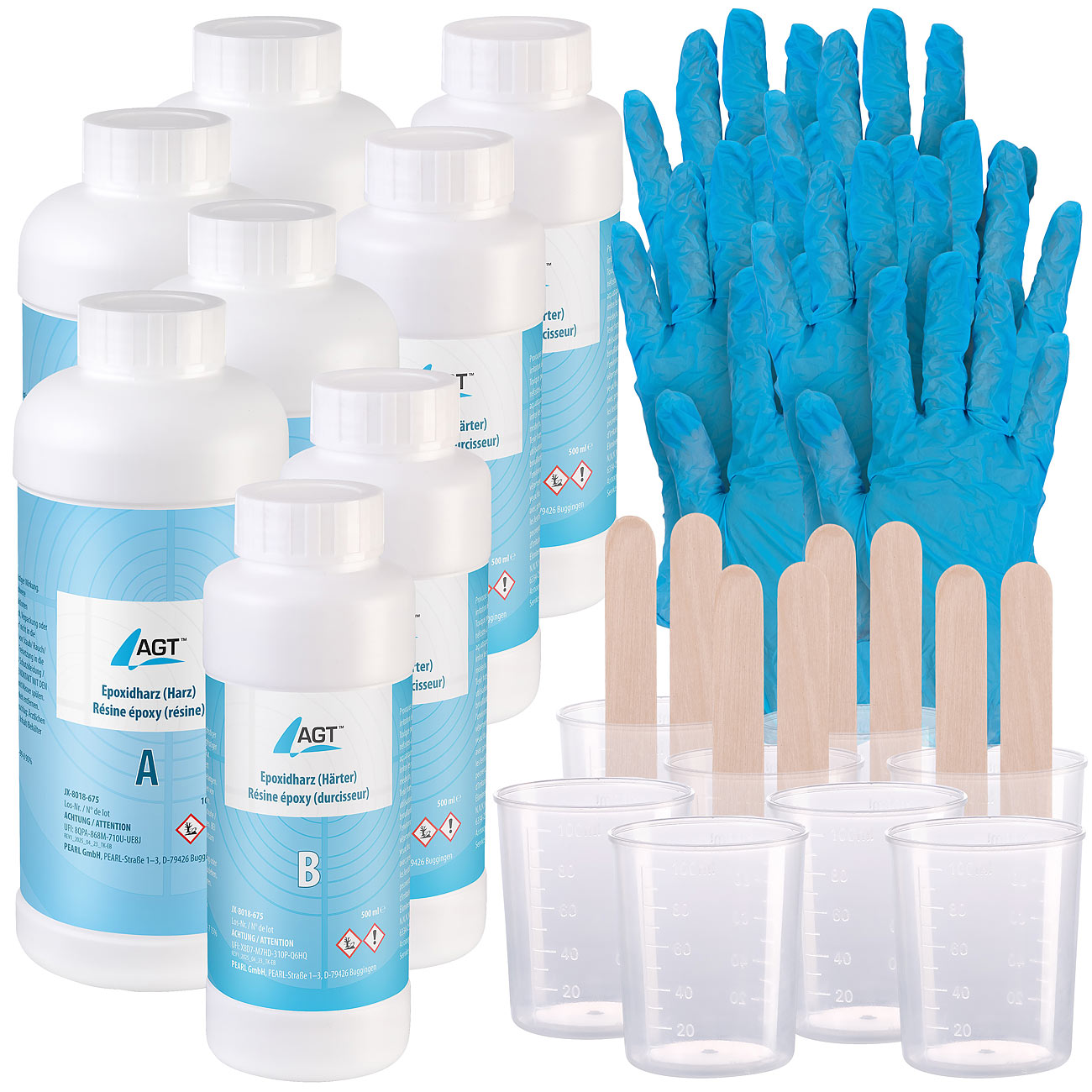 AGT epossidica: Resina epossidica trasparente, 6.000 ml, incluso accessori (resina epossidica fai da te, colla epossidica, resina per riparazione)
