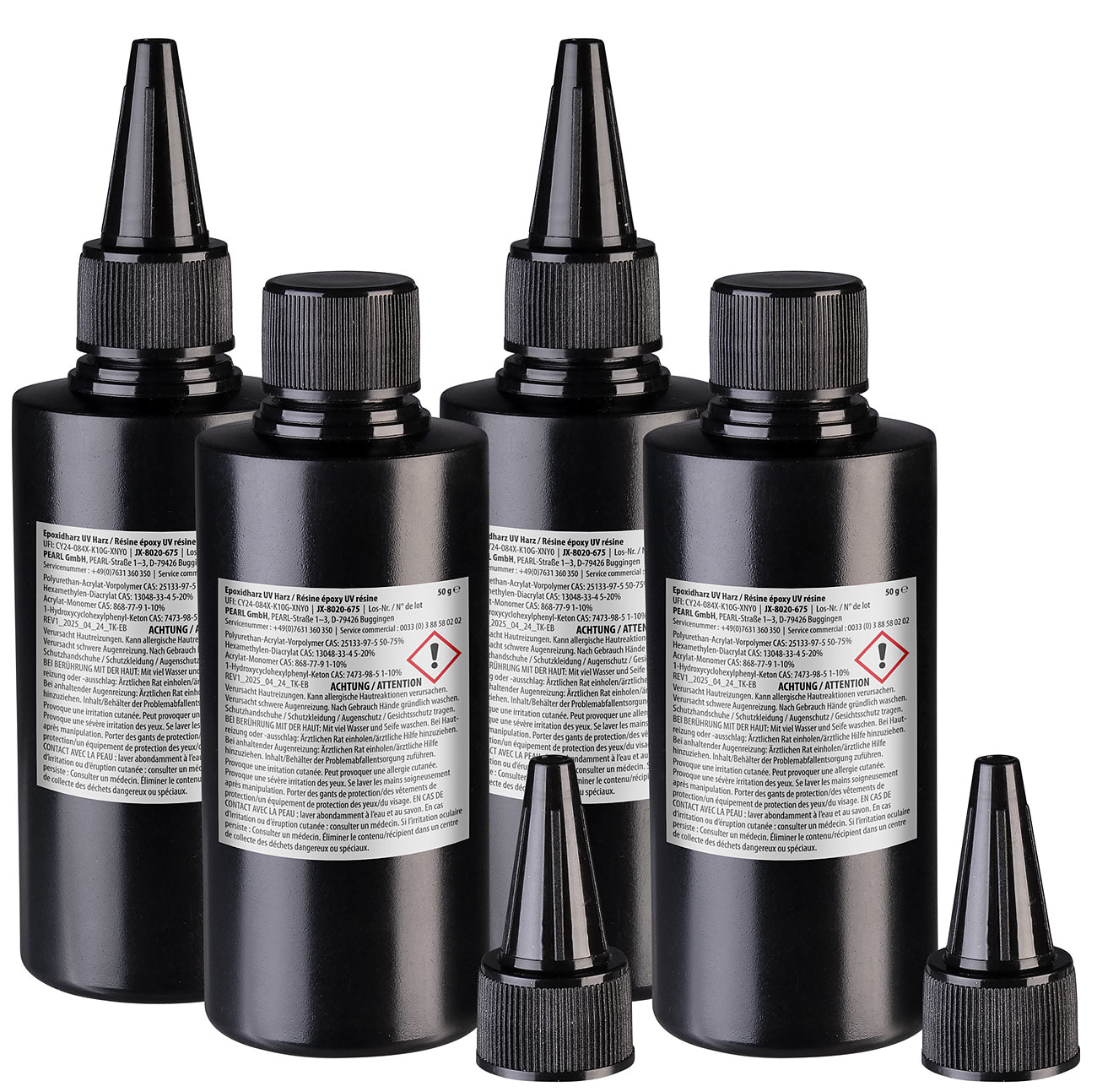 AGT resina UV: Set di 4 resine UV, cristallino, già miscelato, 4 x 50g (resina UV per gioielli, resina UV per piccole riparazioni, resina UV)