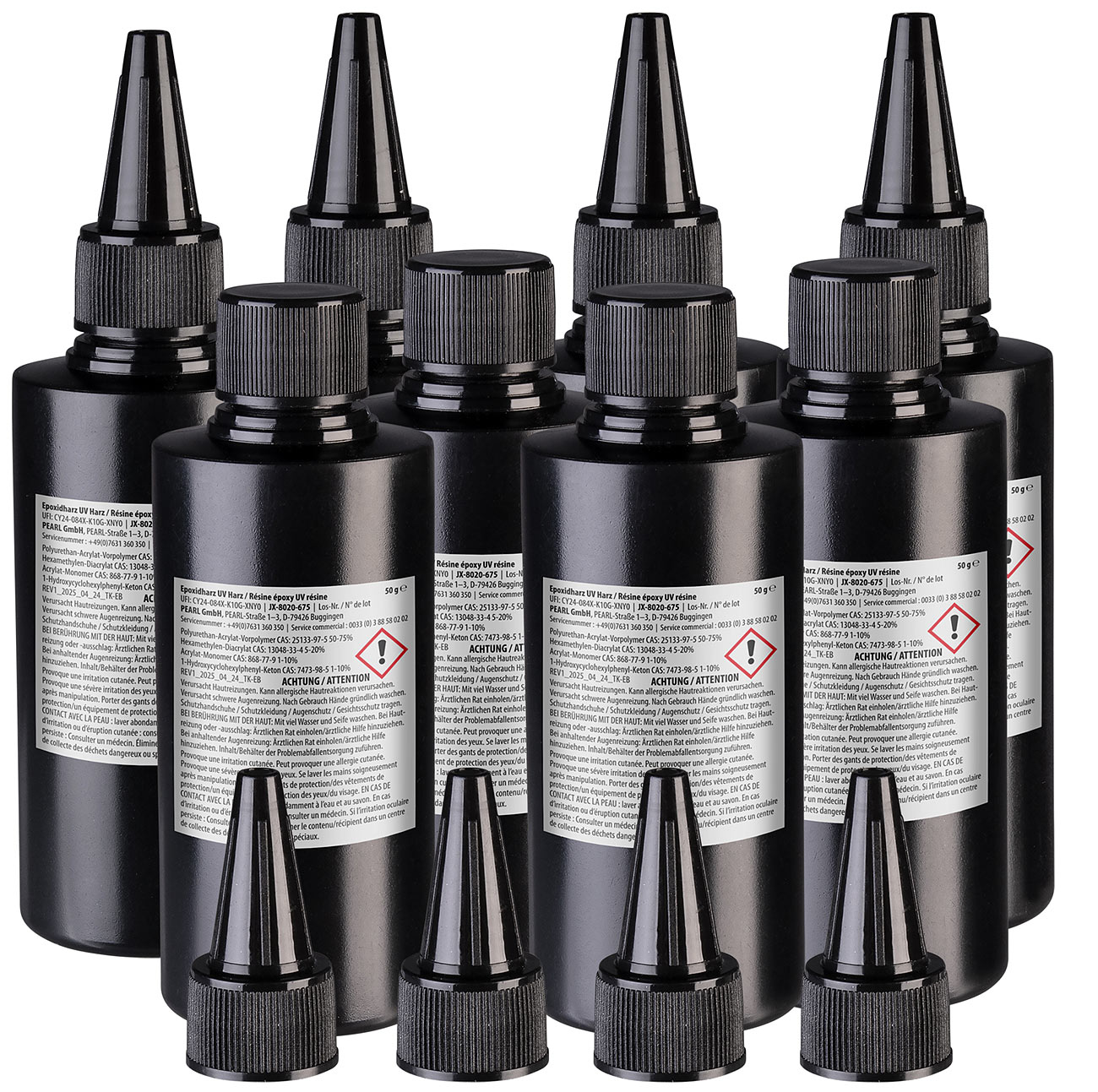 AGT UV Harz Resin: 8er-Set UV-Resin, kristallklar, vorgemischt, 8 x 50 g (UV-Harz Schmuck, UV-Harz-Sets)