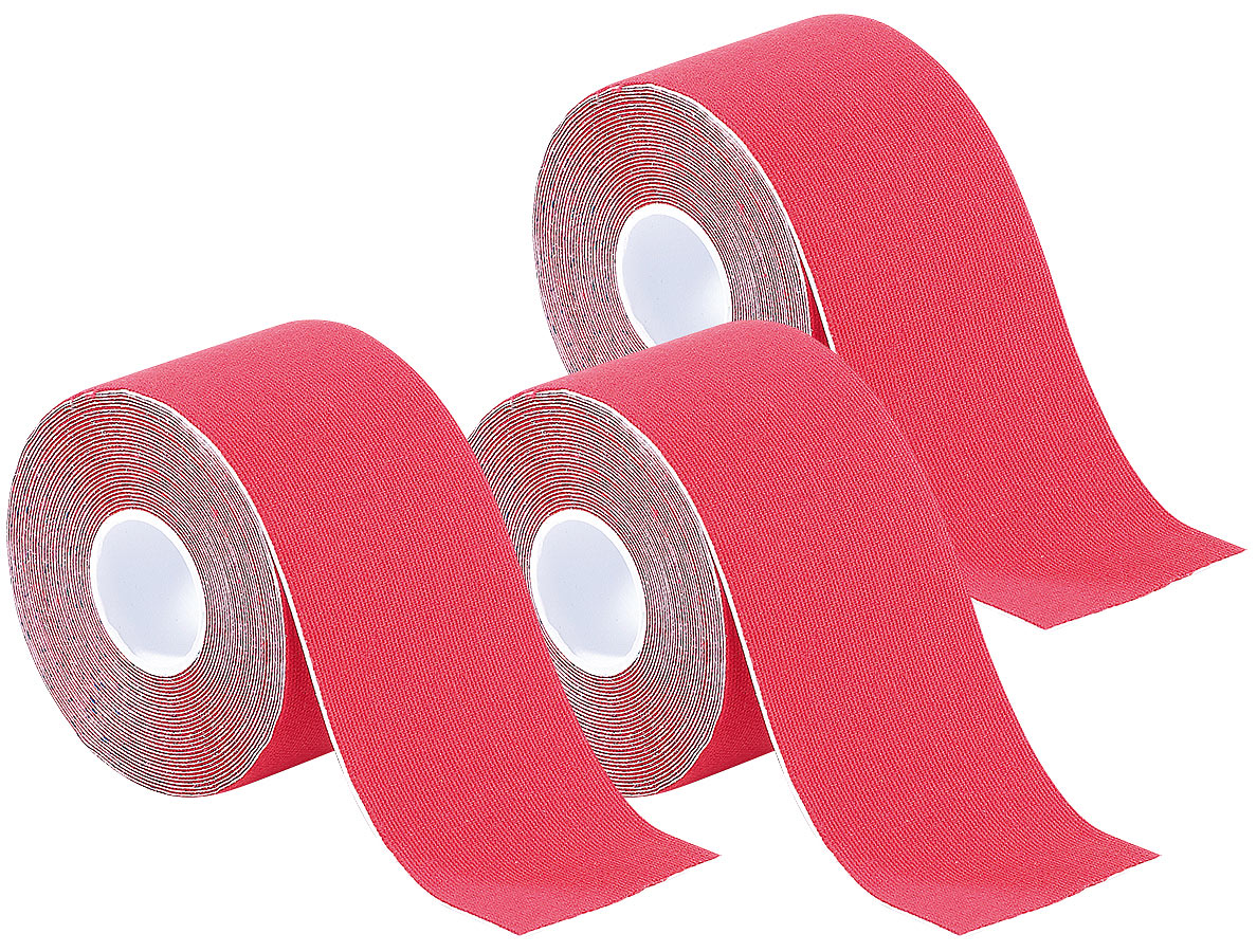 newgen medicals nastro compressione: Nastro kinesio in tessuto di cotone, set da 3, rosso (rotoli di nastro adesivo per kinesiterapia, nastro)