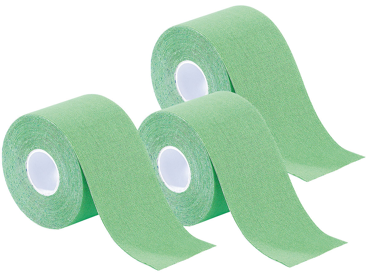 newgen medicals cerotti kinesiologici tape kinesiologici: Nastro kinesio in tessuto di cotone, set da 3, verde (nastro kinesiologico nastro)