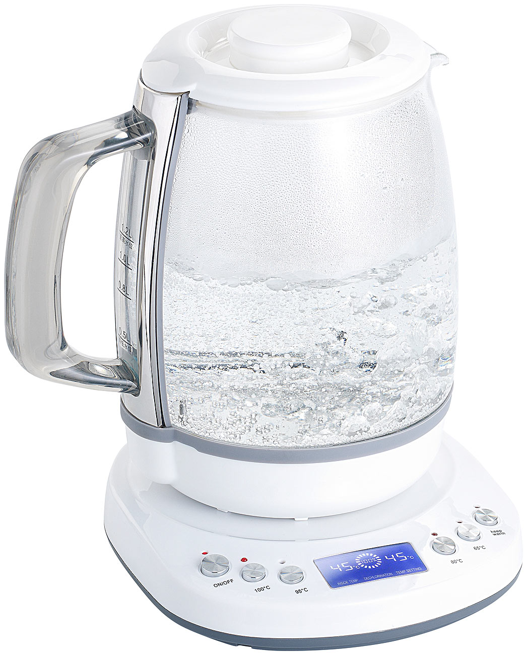 Rosenstein & Söhne moderne waterkokers: Glazen waterkoker met warmhoudfunctie, 4 temperaturen, 1,2 l, 1200 W (moderne waterkokers, elektronische)